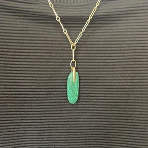 Long Gold Necklace with Faux Stone
